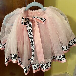 Handmade pink tulle and cowprint ribbon tutu